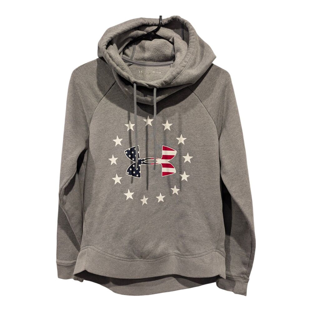 Under Armour Women's Freedom Logo Hoodie Heather Gray / White Sz Small